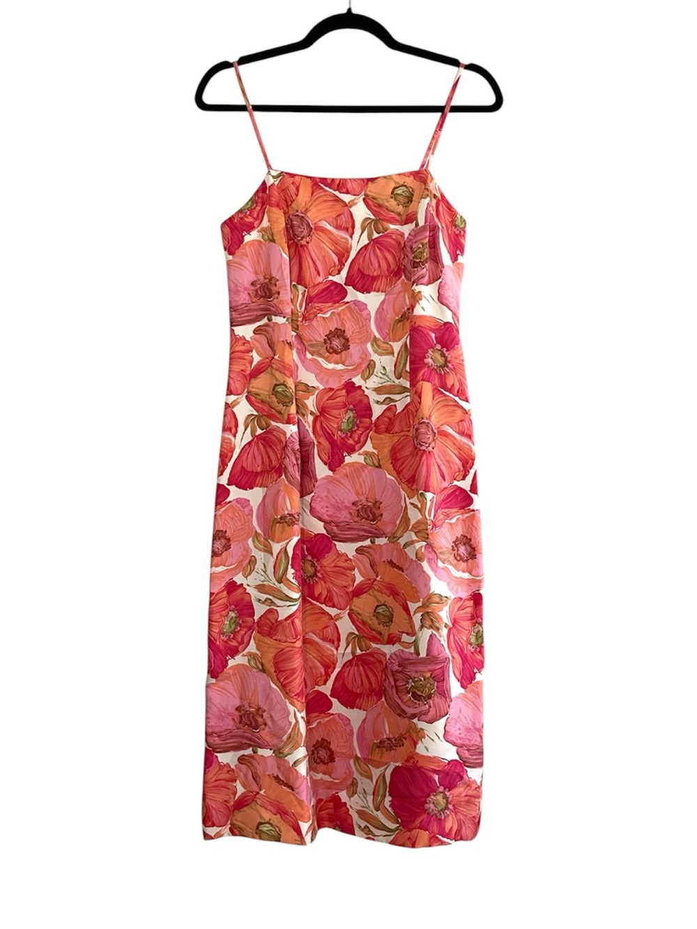 Vintage Pink and Orange Floral Slip Midi Dress - Picture 2 of 10